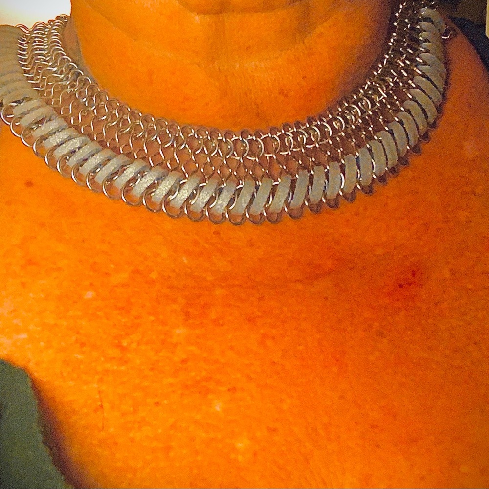 Vintage Persian Guardians Elegant Silver Chain Necklace.